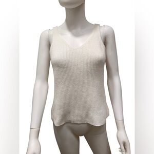 525 America Cream/ White Knit Tank Top/ 100% Cotton/ Size M/ V-neck